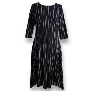 MxM by Matthildur Womens Dress XS Black Gray Stripe Midi Lagenlook Minimalist